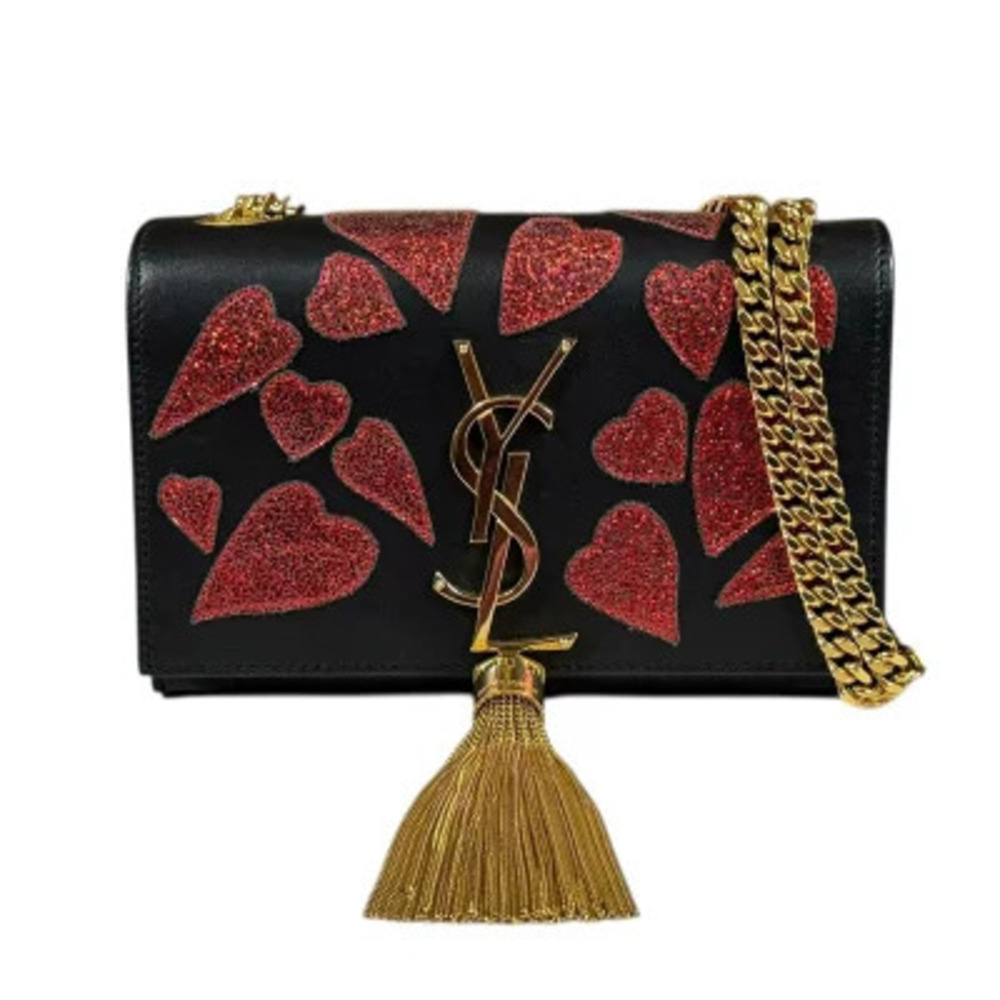 Saint Laurent shoulder bag leather black chain tassel